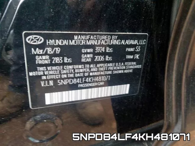 5NPD84LF4KH481071 фото 2