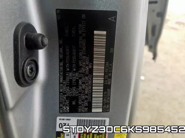 5TDYZ3DC6KS985452 фото 2