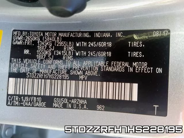 5TDZZRFH7HS228195 фото 2