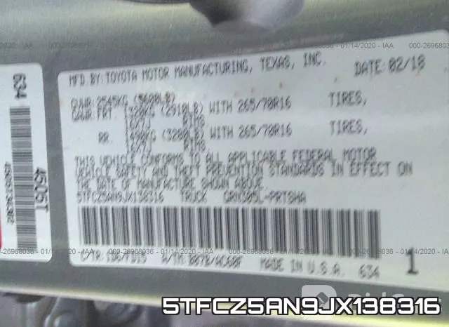 5TFCZ5AN9JX138316 фото 7