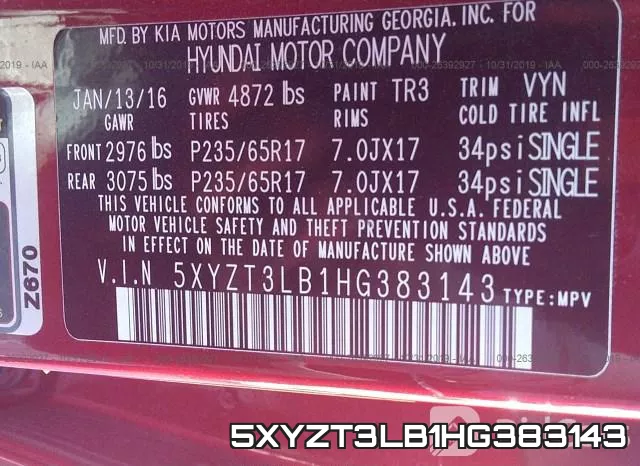 5XYZT3LB1HG383143 фото 9