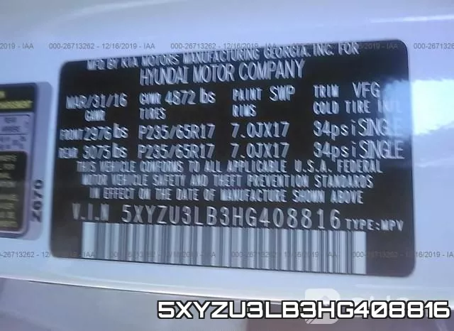 5XYZU3LB3HG408816 фото 10