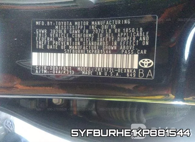 5YFBURHE1KP881544 фото 7