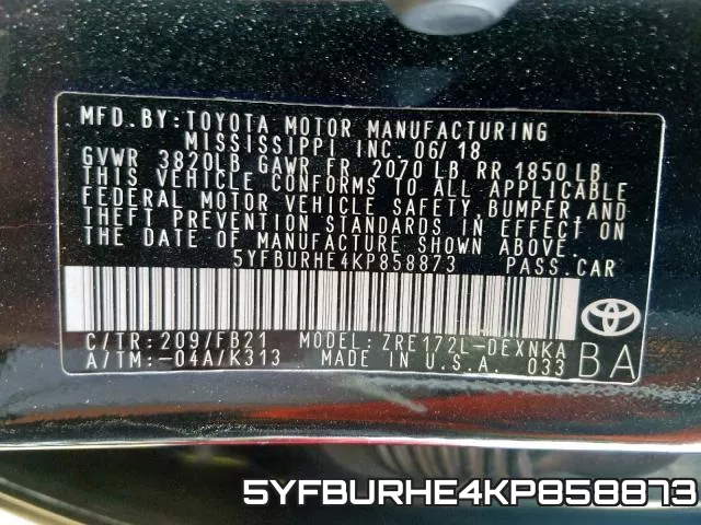 5YFBURHE4KP858873 фото 2