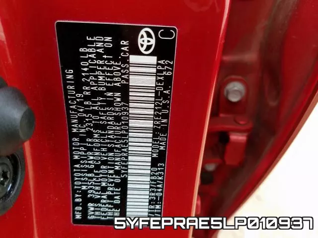 5YFEPRAE5LP010937 фото 2
