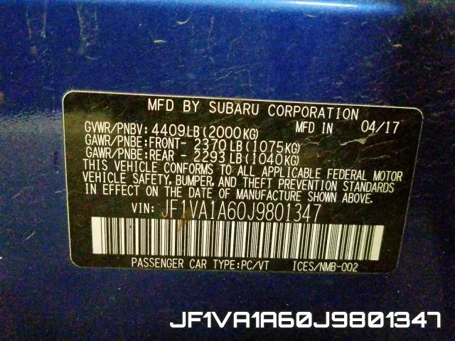 JF1VA1A60J9801347 фото 2