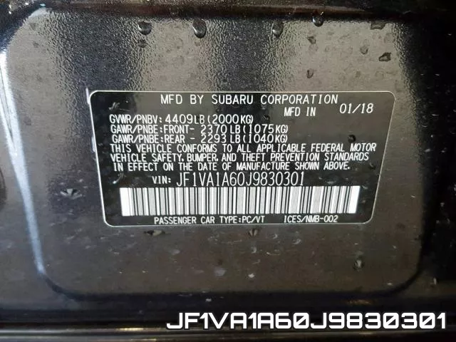 JF1VA1A60J9830301 фото 2