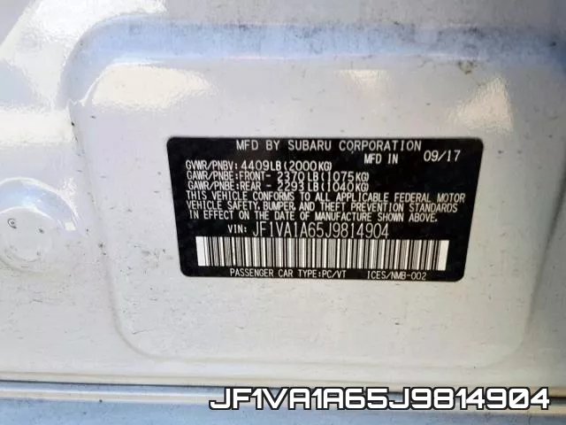 JF1VA1A65J9814904 фото 2