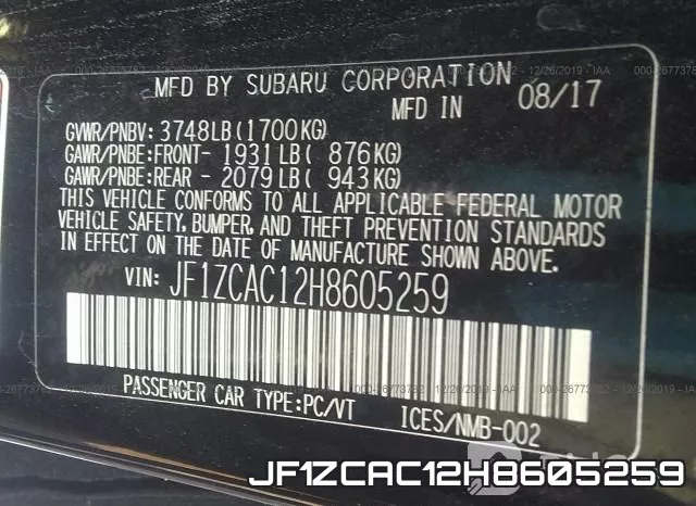 JF1ZCAC12H8605259 фото 8