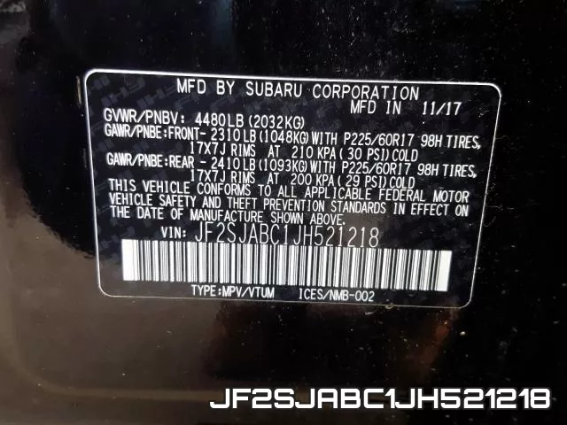 JF2SJABC1JH521218 фото 2