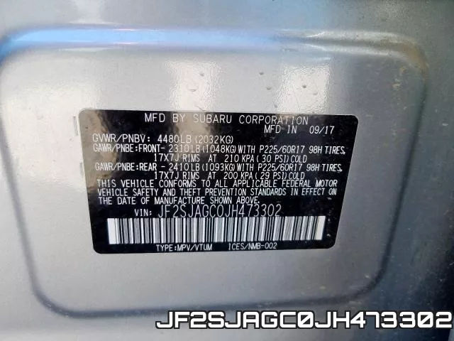 JF2SJAGC0JH473302 фото 2