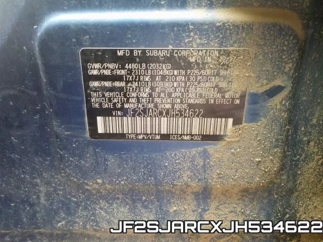 JF2SJARCXJH534622 фото 2