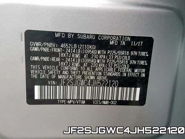 JF2SJGWC4JH522120 фото 2