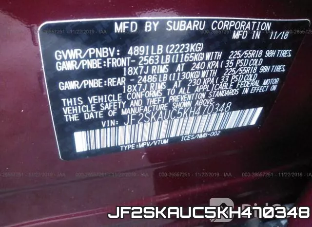 JF2SKAUC5KH470348 фото 9