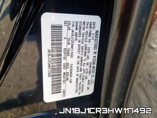 JN1BJ1CR3HW117492 фото 2