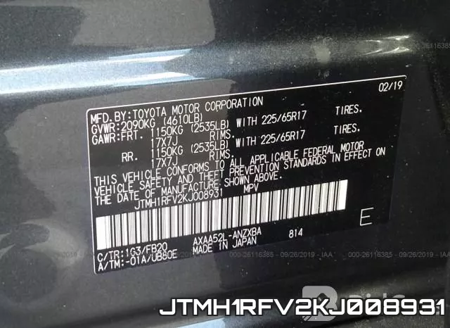 JTMH1RFV2KJ008931 фото 9