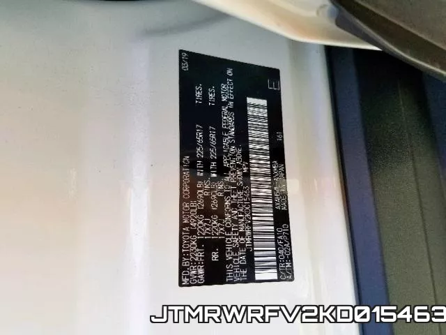 JTMRWRFV2KD015463 фото 2