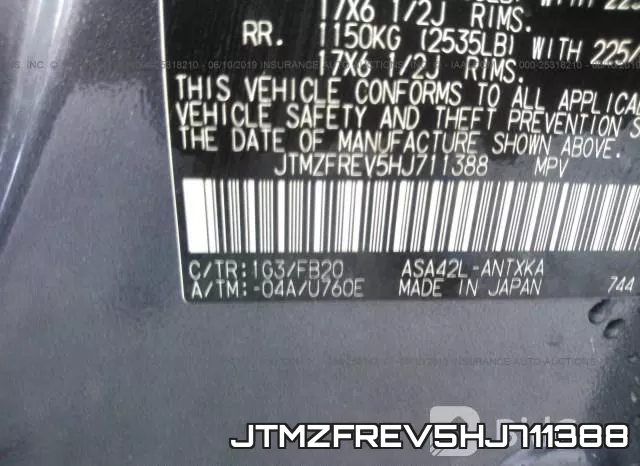 JTMZFREV5HJ711388 фото 8