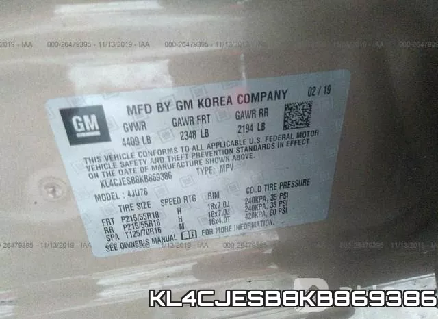KL4CJESB8KB869386 фото 7