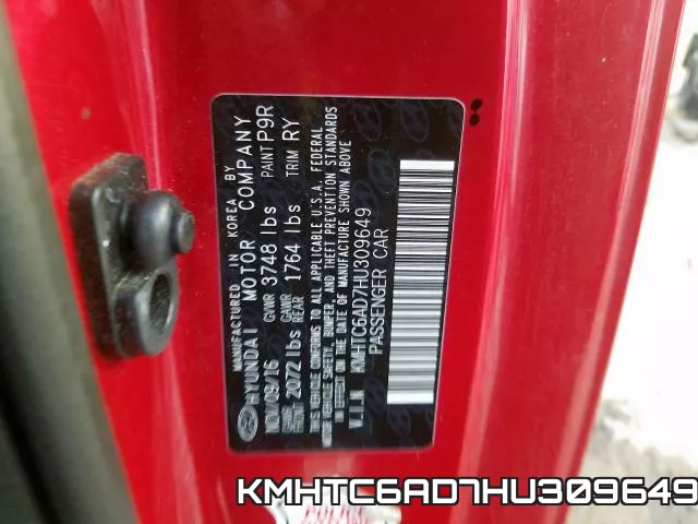 KMHTC6AD7HU309649 фото 2