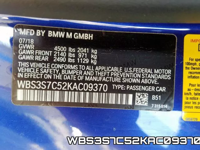 WBS3S7C52KAC09370 фото 2