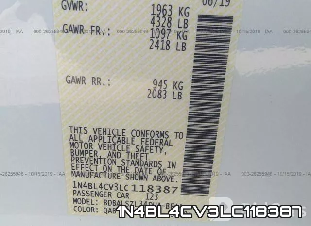 1N4BL4CV3LC118387 фото 8