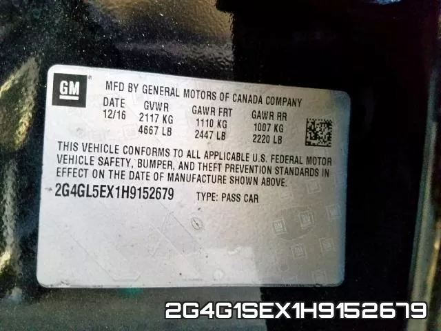 2G4G1SEX1H9152679 фото 2