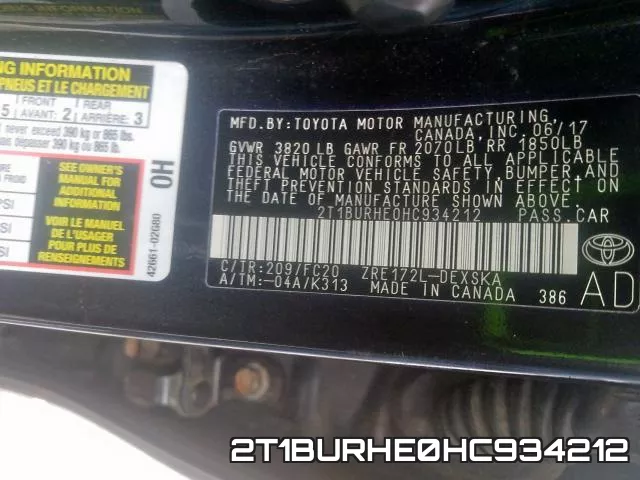 2T1BURHE0HC934212 фото 2