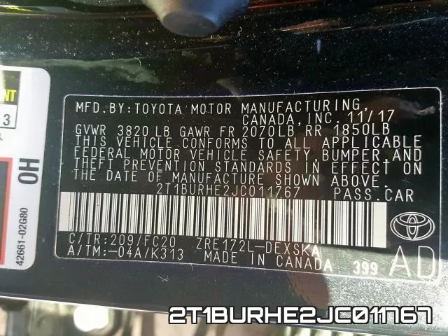 2T1BURHE2JC011767 фото 2