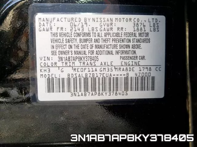 3N1AB7AP8KY378405 фото 2