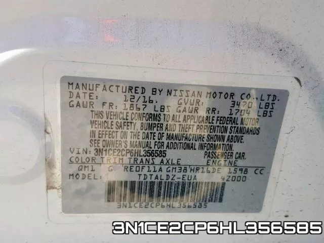3N1CE2CP6HL356585 фото 2