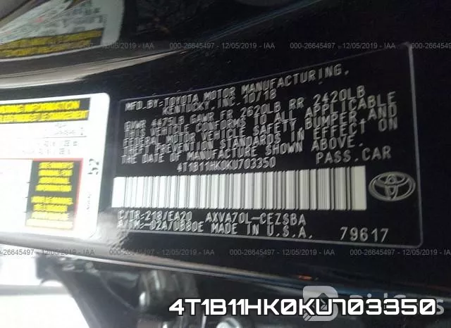 4T1B11HK0KU703350 фото 7