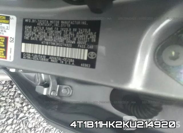 4T1B11HK2KU214920 фото 8