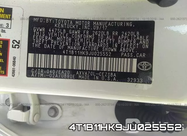 4T1B11HK9JU025552 фото 10