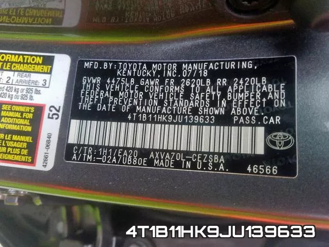 4T1B11HK9JU139633 фото 2