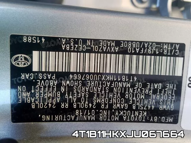 4T1B11HKXJU067664 фото 2