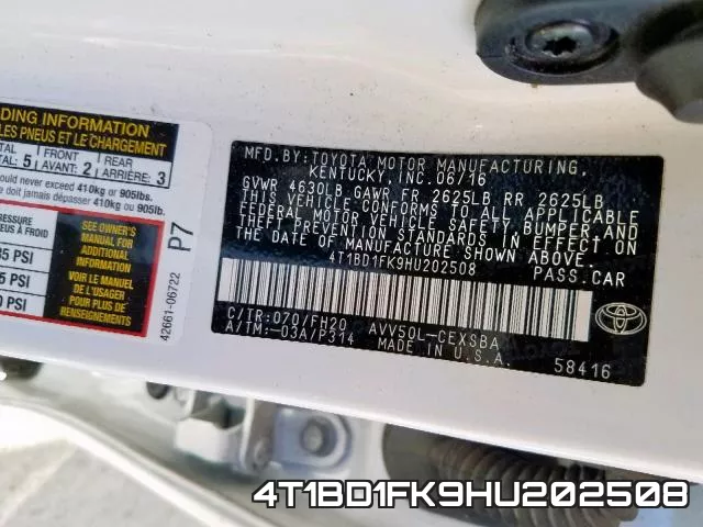4T1BD1FK9HU202508 фото 2