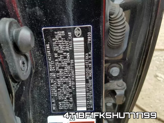 4T1BF1FK5HU771799 фото 2