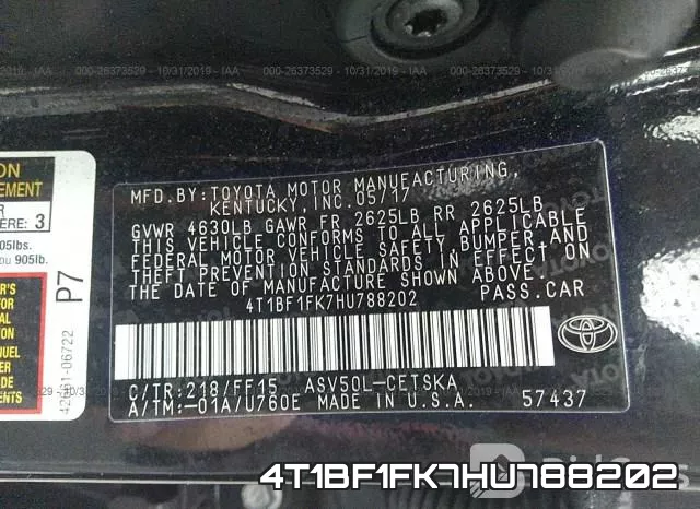 4T1BF1FK7HU788202 фото 8