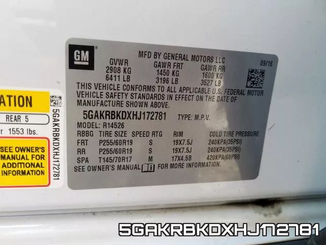 5GAKRBKDXHJ172781 фото 2