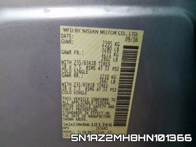 5N1AZ2MH8HN101366 фото 2