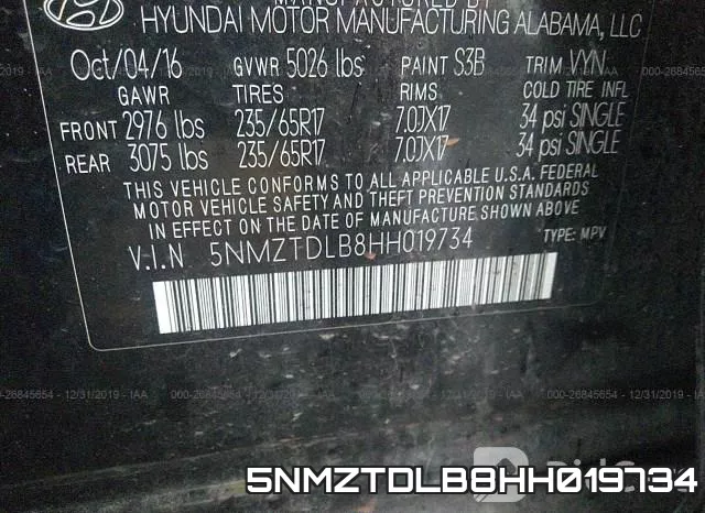 5NMZTDLB8HH019734 фото 9
