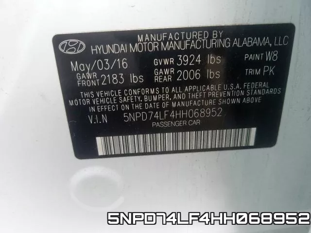 5NPD74LF4HH068952 фото 2