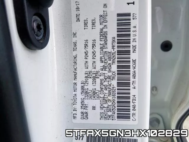 5TFAX5GN3HX102829 фото 2