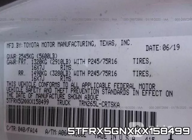 5TFRX5GNXKX158499 фото 8