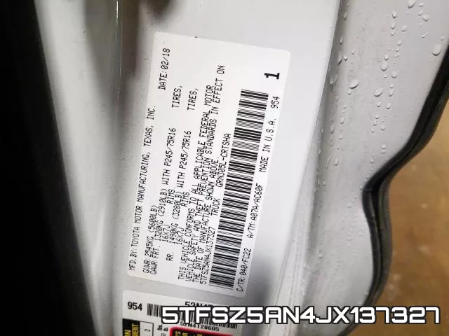 5TFSZ5AN4JX137327 фото 2