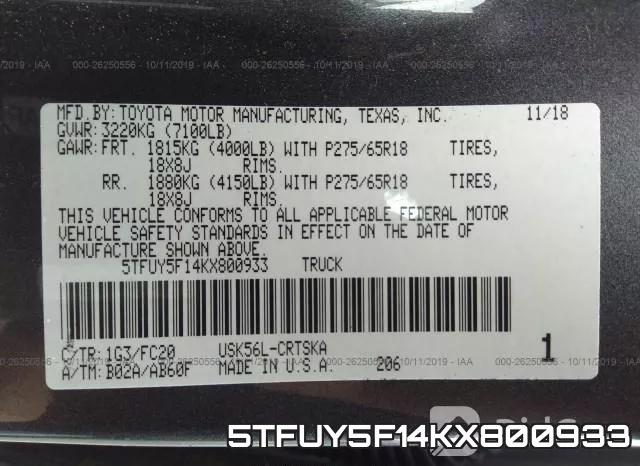 5TFUY5F14KX800933 фото 8