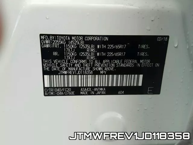 JTMWFREV1JD118358 фото 2