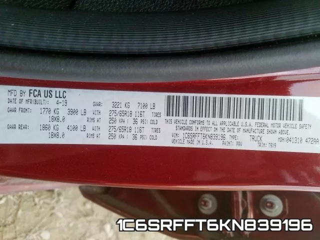 1C6SRFFT6KN839196 фото 2