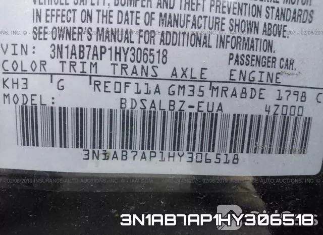 3N1AB7AP1HY306518 фото 8